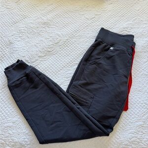 Figs Charcoal and Red Jogger Pants